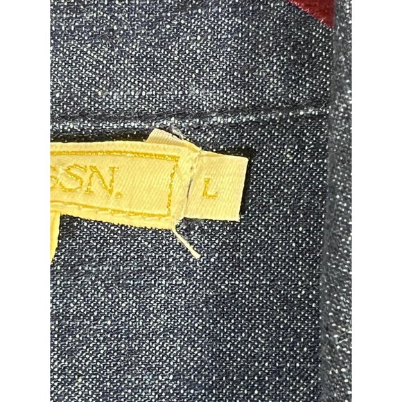 US Polo Denim Shirt L Blue Snaps Western Southwest Preppy Retro Classic Chic - Picture 3 of 15